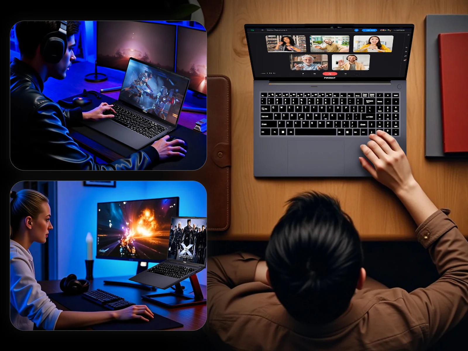 Firebat Laptop AT15 15.6 Inch Intel N150 DDR4 16GB RAM 512GB 1TB SSD 1920*1080 Windows 11 Notebook Backlit Integrated Numpad