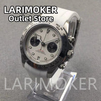LARIMOKER 39mm Chronograph VK64 Quartz Watch For Men Sapphire Glass Luminous Hand Blue Black White Pink Rubber Bracelet Watch