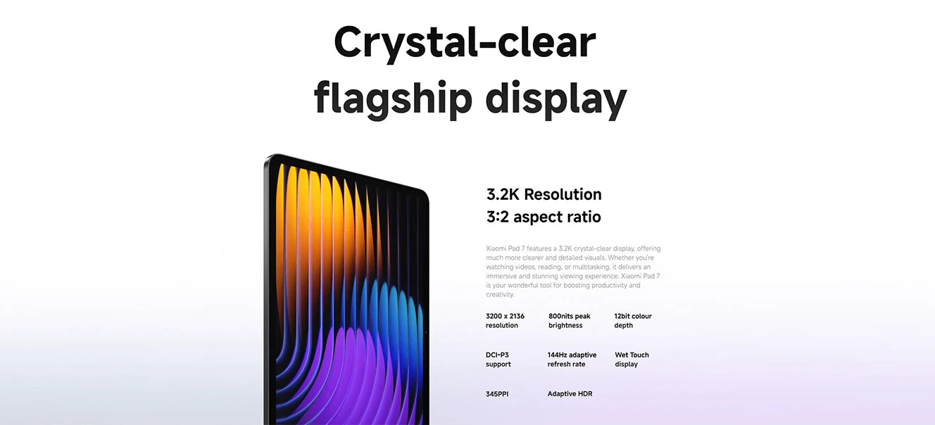 Global Version Xiaomi Pad 7 Snapdragon 7+ Gen 3 Octa-core CPU Tablet 8850mAh 13MP Camera 11.2" 3.2K Display 144Hz