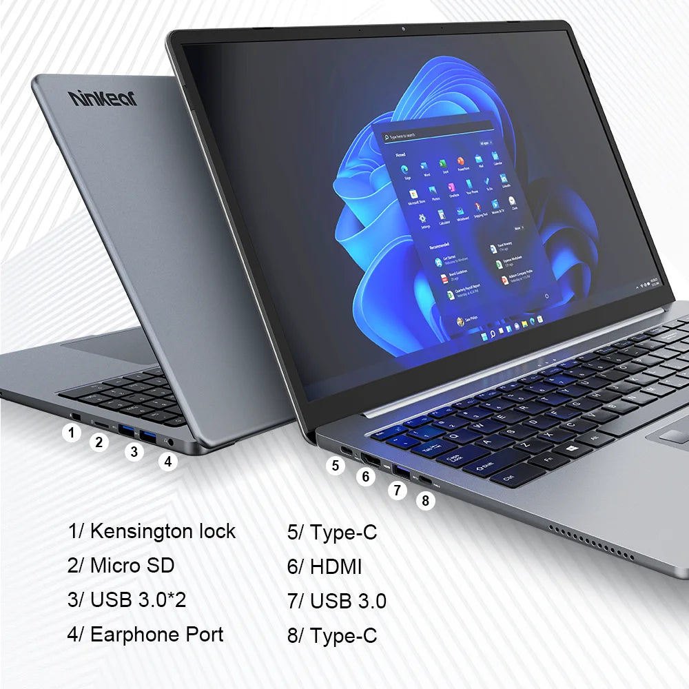 Ninkear A15 Pro Laptop AMD Ryzen 5 5500U 16 inch 120Hz 2560*1600 Display Screen 16GB 512GB Fingerprint Unlock Notebook Computer