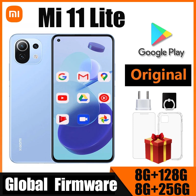 Xiaomi mi 11 Lite smartphone Cell Phones 5G  AMOLED Snapdragon 780G 64MP Full Screen 90HZ used phone