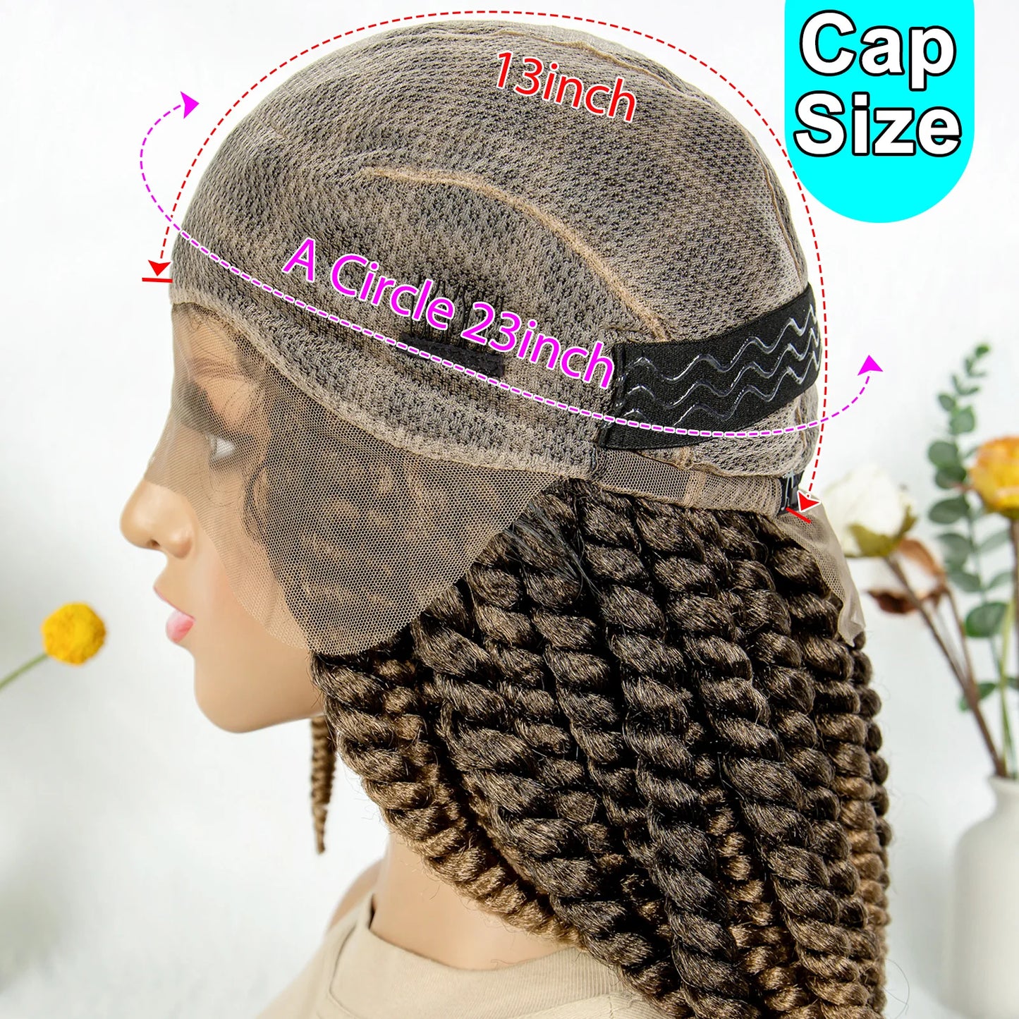 16" Full Lace Twisted Braided Wigs for Black Women Synthetic HD Lace Front Braids Wigs with Baby Hair Natural Lace Braiding Wigs