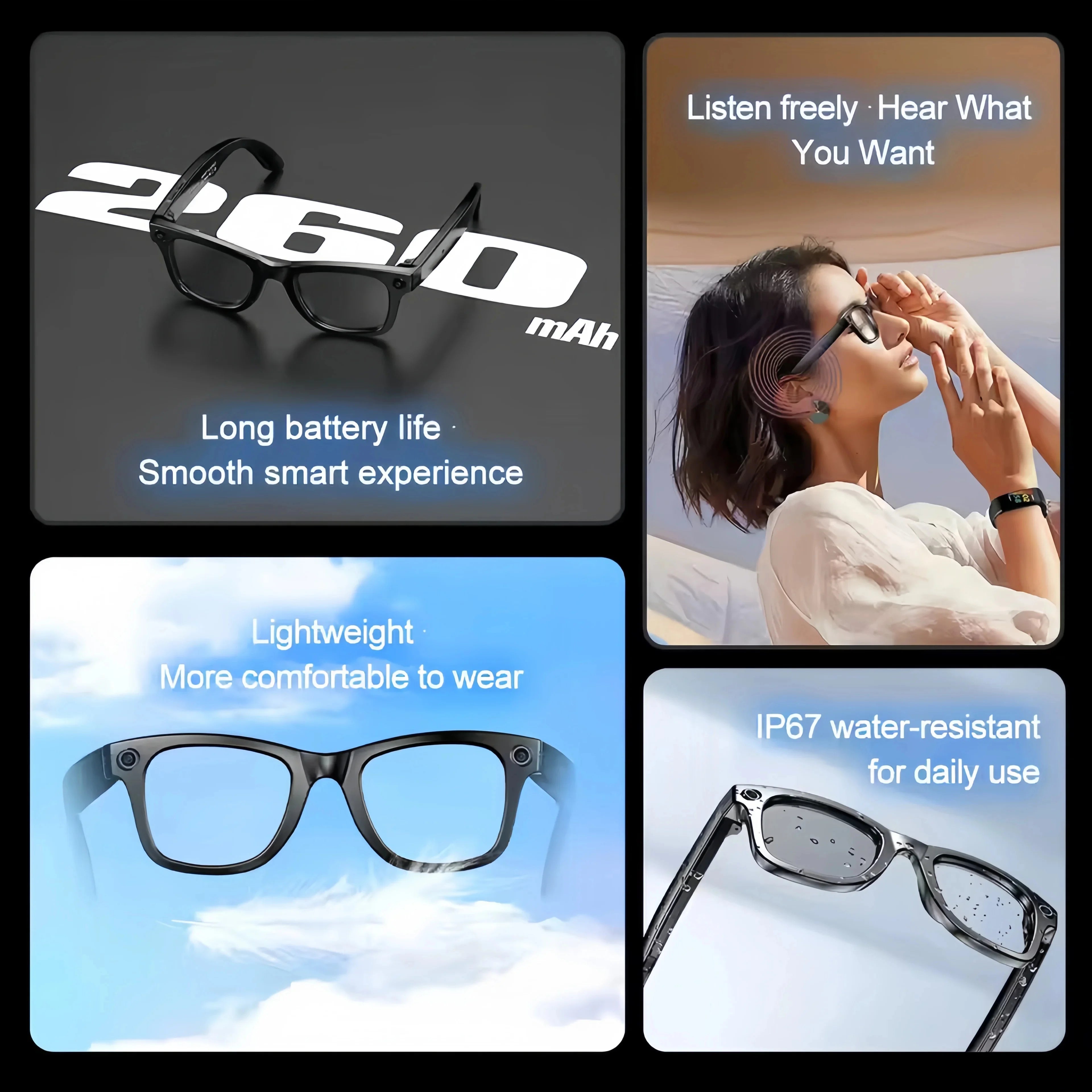 2025  Smart  Sunglasses ai smart glasses with Camera Video 8MP Translation  Bluetooth Call Music Play Men Women  Recording 100+