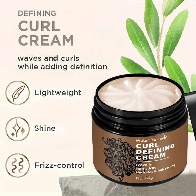 60g Curly Hair Styling Cream - Moisturizing Hair Styling Cream Suitable for Normal Hair, Men and Women, Easy to Use and Carry with Plant Formula