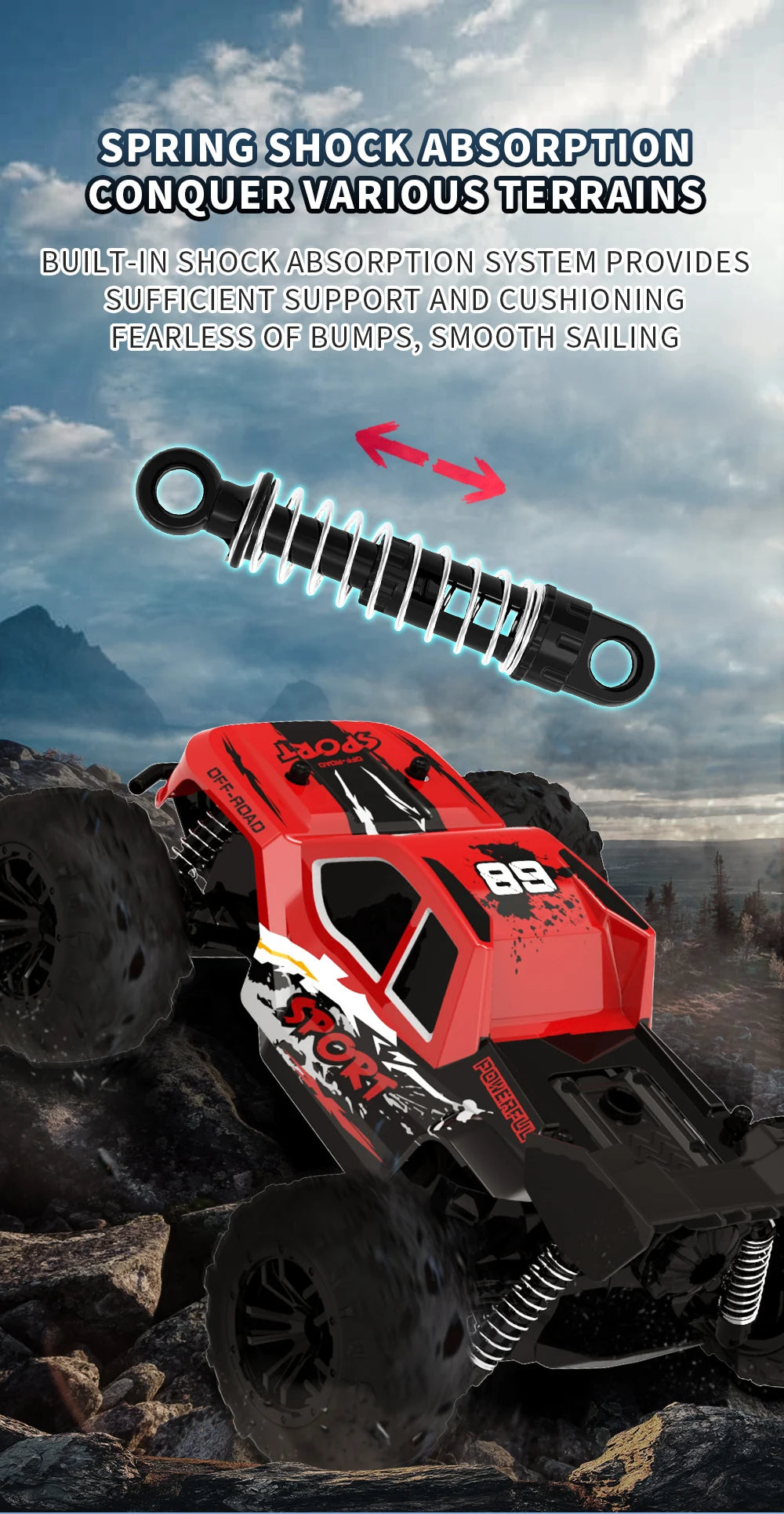 Rc Car High Speed with Light 2.4G Remote Control Racing Car Vehicle Truck 20KM/H Off-Road Climbing RC Toys for Kids Gift