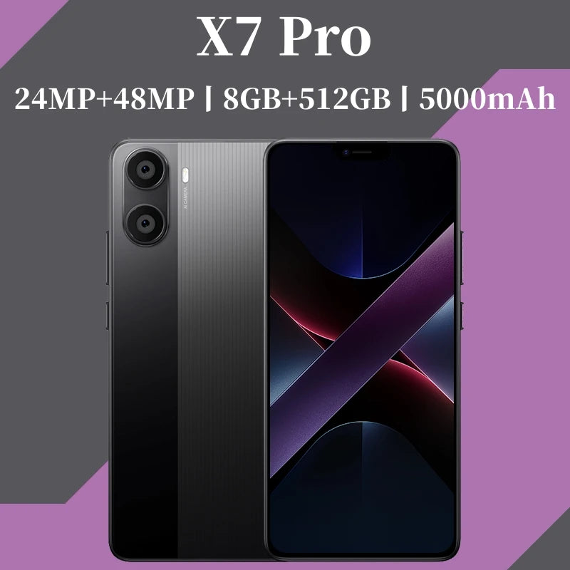Global Vision X7 Pro Ultra Smartphone 5G Android 8GB RAM 512GB ROM 6.26 Inch Phone 2280x1080HD 24+48MP 4 5G Network Mobile Phone
