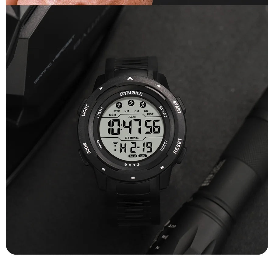 Upgrade Movement Digital Watches For Men Waterproof 50M SYNOKE 9813 Sports Watch Men Big screen Easy to Read reloj hombre