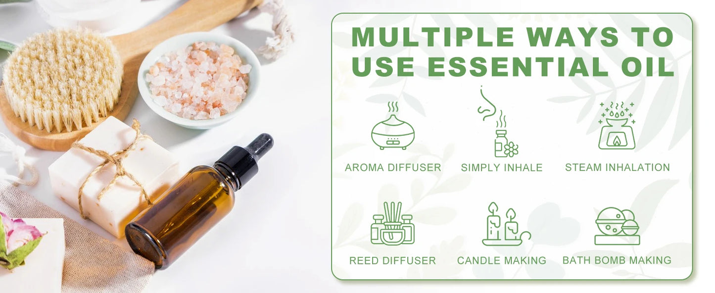 PHATOIL 100ml Natural Essential Oil For Skin Aromatherapy Lemongrass Eucalyptus Lavender  Peppermint Fragrance Essential Oils