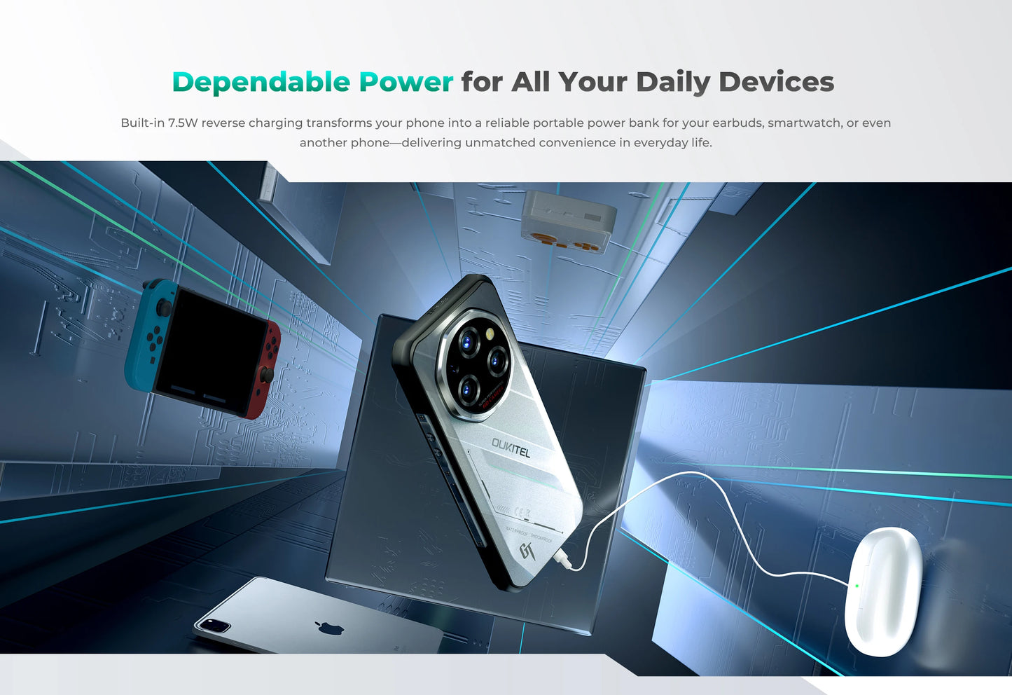 Oukitel WP62 5G Rugged Smartphone 48GB(16+32) +512GB, 6.6" FHD+ 108MP Camera Mobile Phone, 11000mAh 33W, Android 15 Cellphone