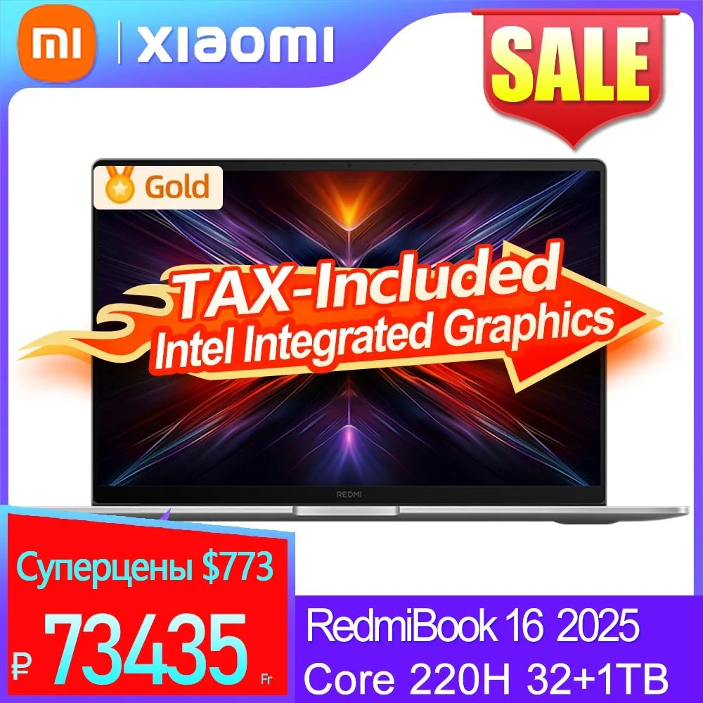 【World Premiere】Xiaomi REDMI Book 16 2025 intel Core 5 220H 32G+1TB 2.5K 120Hz Screen