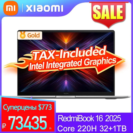 【World Premiere】Xiaomi REDMI Book 16 2025 intel Core 5 220H 32G+1TB 2.5K 120Hz Screen
