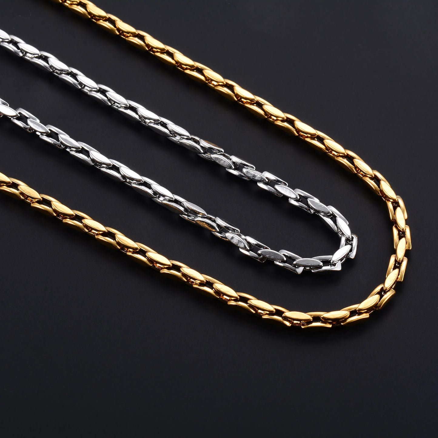 4.2mm Chic Stainless Steel Necklace Chunky Link Neck Chain for Men Women Hiphop Rock Punk Boy Choker Gold Color Metal Jewelry