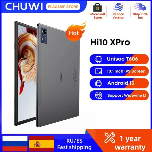 CHUWI Hi10X Pro Tablet 4G LTE Android 13 Widevine L1 10.1" IPS Core Unisoc T606 4GB RAM 128GB ROM Tablets 2.4G/5G Wifi 7000Mah