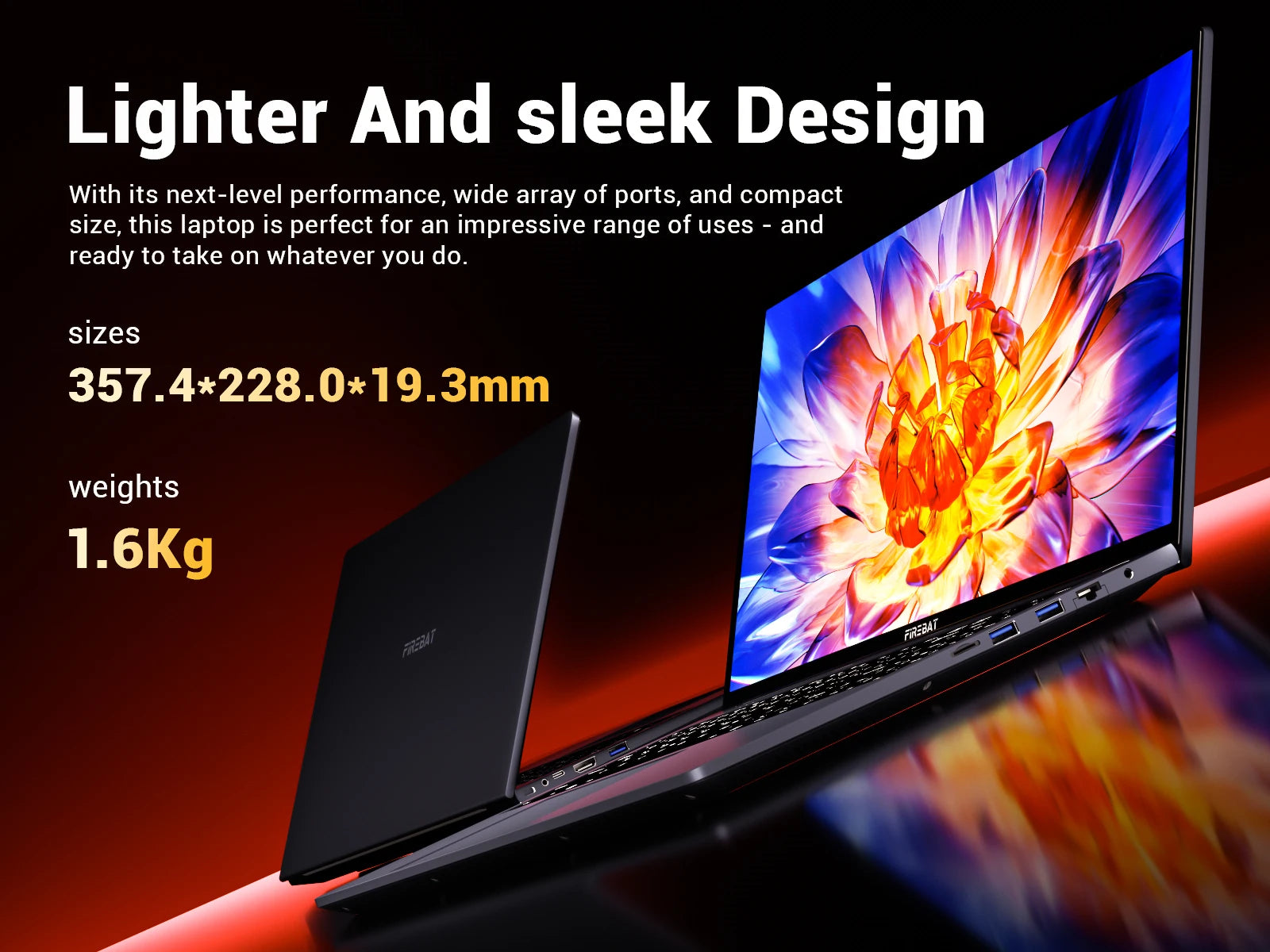 Firebat Laptop AT15 15.6 Inch Intel N150 DDR4 16GB RAM 512GB 1TB SSD 1920*1080 Windows 11 Notebook Backlit Integrated Numpad