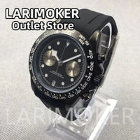 LARIMOKER 39mm Chronograph VK64 Quartz Watch For Men Sapphire Glass Luminous Hand Blue Black White Pink Rubber Bracelet Watch