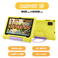 ANRY 10.1 inch Kids Android 15 Tablet 8GB (4+4GB) RAM 64GB ROM 5000Mah Octa-core 5G Wifi Children's Learning Educational Tablets