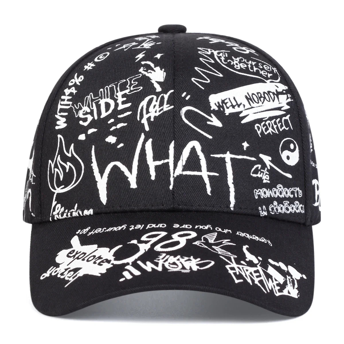 Unisex What Gossip Graffiti Print Baseball Caps Spring Autumn Outdoor Adjustable Casual Hats Sunscreen Hat