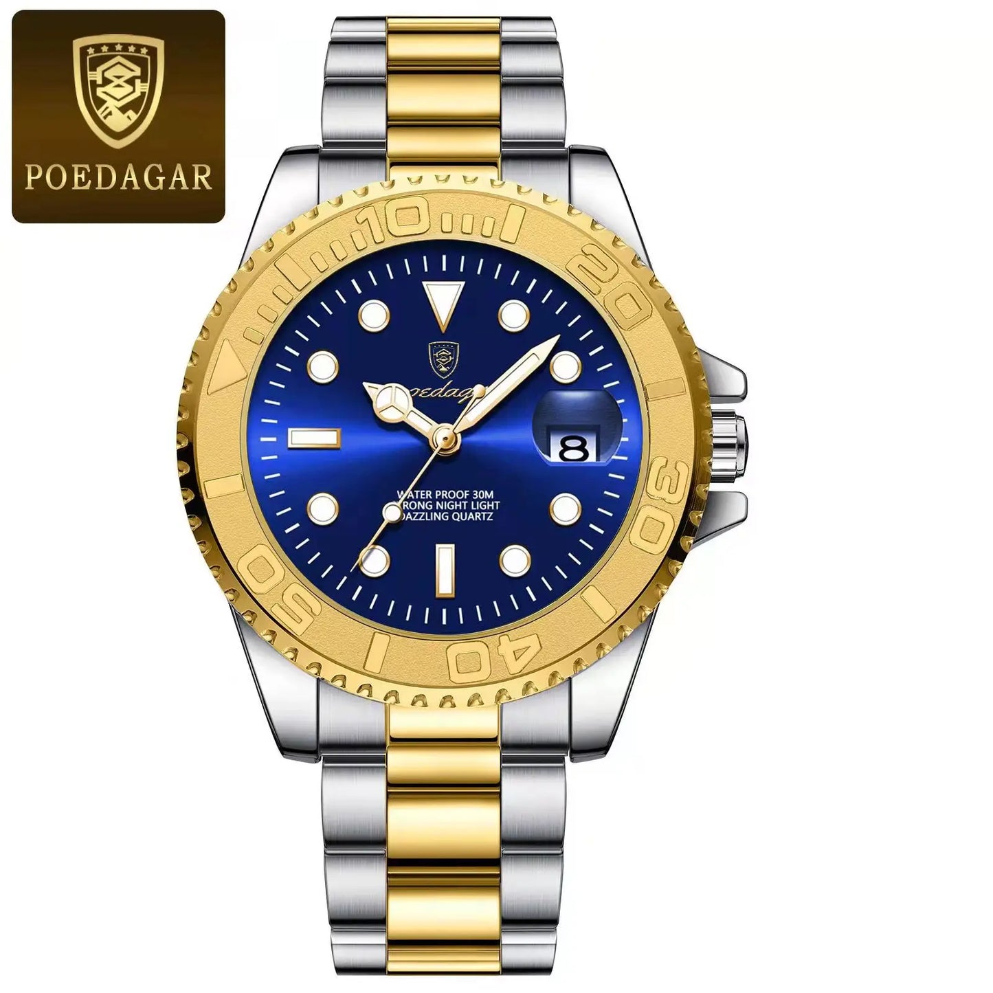 POEDAGAR Business Luxury Man Watch Luminous Waterproof Date Stainless Steel Men Watch High Quality Military Men's Quartz Watches