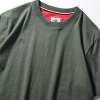 2025 Summer New American Retro Short Sleeve O-neck Solid Color T-shirt Men's Fashion 100% Cotton Washed Casual Terry Cloth Tops