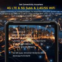 5G Rugged Tablet Ulefone Armor Pad 4 Ultra IP68/IP69K LED Light 11800mAh Battery,fast charging 16GB+256GB 50MP