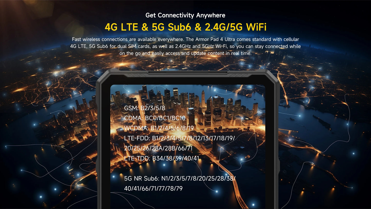 5G Rugged Tablet Ulefone Armor Pad 4 Ultra IP68/IP69K LED Light 11800mAh Battery,fast charging 16GB+256GB 50MP