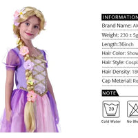 AICKER Long Blonde Rapunzel Wigs For Kids - Princess Girl Costume Cosplay Fairytale Ball Braid Wigs For Halloween Christmas Part