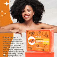 AILKE Skin Whitening Handmade Soap -Organic Papaya Soap For Black Spots, Clean Stains, Improves Dull Skin, Face & Body & Hands