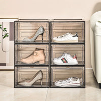 Transparent shoe box, hard box, magnetic storage, acrylic doll bag, hand-held storage box rack, front side opening shoe cabinet