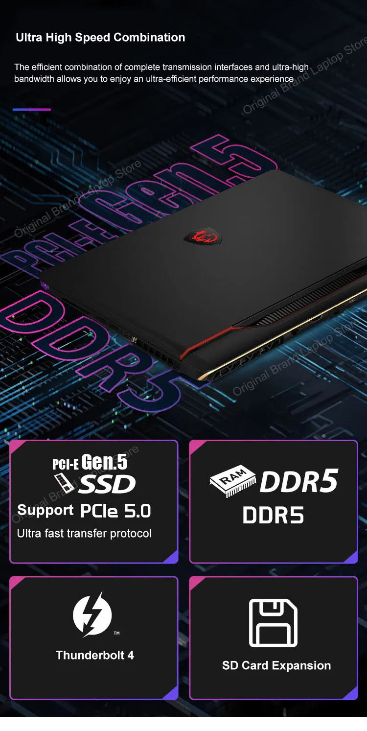 2024 MSI Raider GE68 HX Gaming Laptop 16 Inch 4K UHD 120Hz Mini LED Screen Notebook i9-14900HX 32GB 2TB RTX4080 Netbook Computer