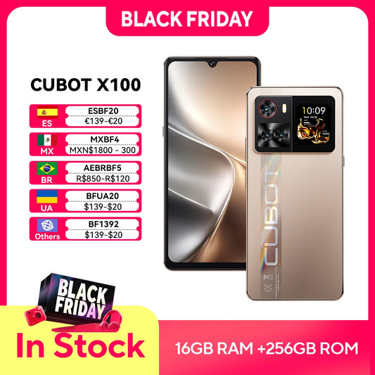 Smartphone 5G Cubot X100, Android 15, Dimensity 7025, 6nm, 2.5GHz,6.88-inch Screen,16GB(8+8),256GB, 64MP Camera, 5100mAh Battery