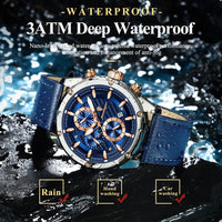 POEDAGAR Luxury Sports Man Wristwatch Military Quartz Men Watch Waterproof Luminous Chronograph Date Leather Men's Watches Reloj