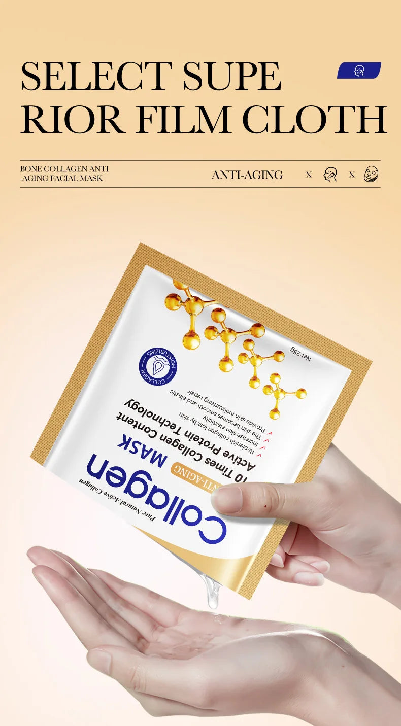 30pcs SADOER Collagen Anti-aging Face Mask Moisturizing Anti-Wrinkle Brightening skincare Sheet Facial Masks Skin Care