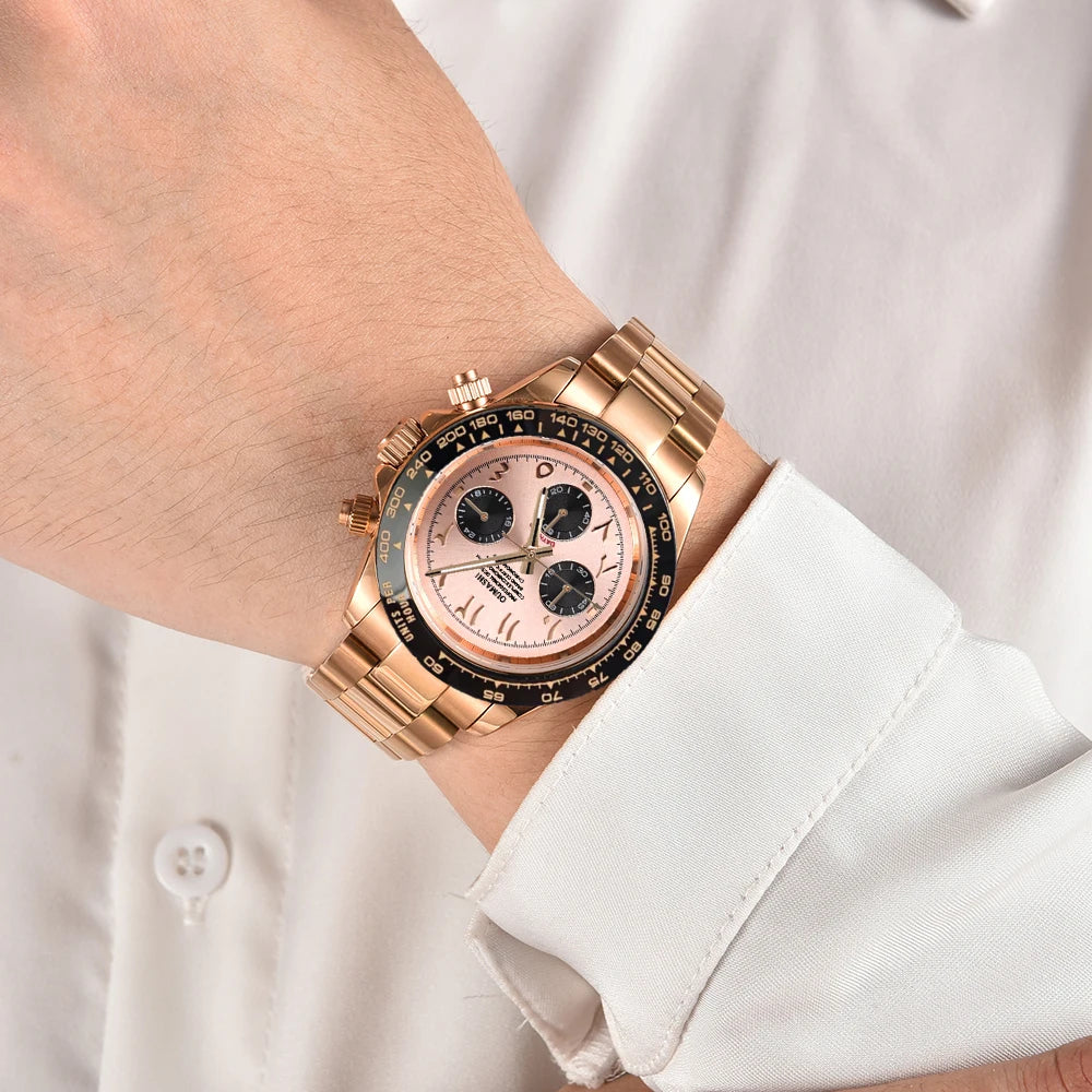 39.3mm VK63 Men's watch Arabian Dial customized Men's watch Luxury Quartz watch man VK63 Sport Chronograph Sapphire Glass watch