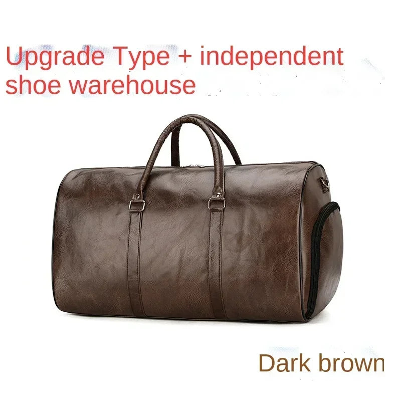 2024 Leather Travel Bag Large Duffle Independent Big Fitness Bags Handbag Bag Luggage Shoulder Bag Black Men Fashion Zipper Pu