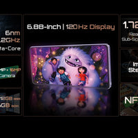 Smartphone Android 15 Cubot P90, 6.88-Inch 120Hz Screen, 24GB RAM+256GB ROM, G100 Octa-core, 2.2GHz, 64MP, 5100mAh,NFC, 4G Phone