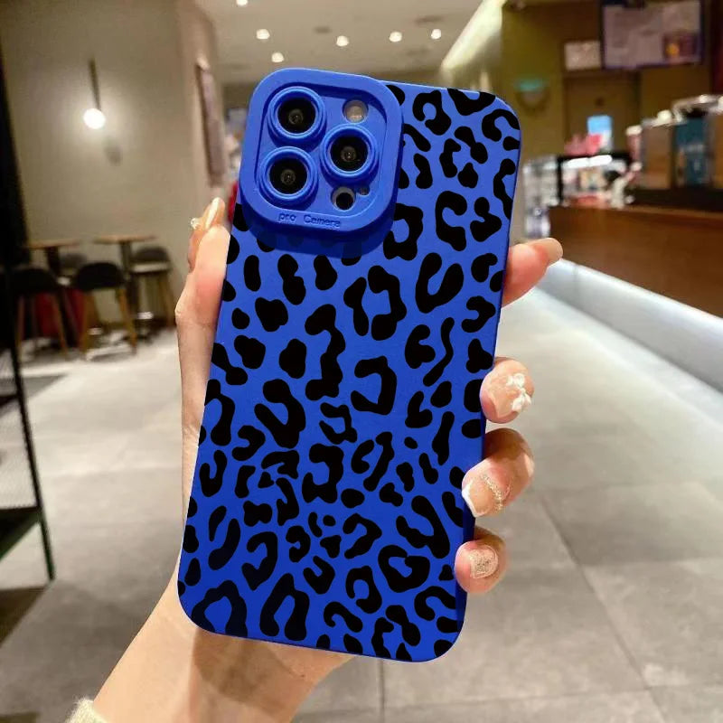 Animal Minimalist Gray Leopard Print Phone Case For iPhone 17 16 15 14 Pro Max 13 12 11 XS X XR 7 8 Plus Shockproof Bumper Cover