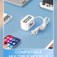 6 USB Charger Power Strip Universal Fast Charging EU/US Plug Phone Charger Adapter Electric Socket Extension Cable Table Socket