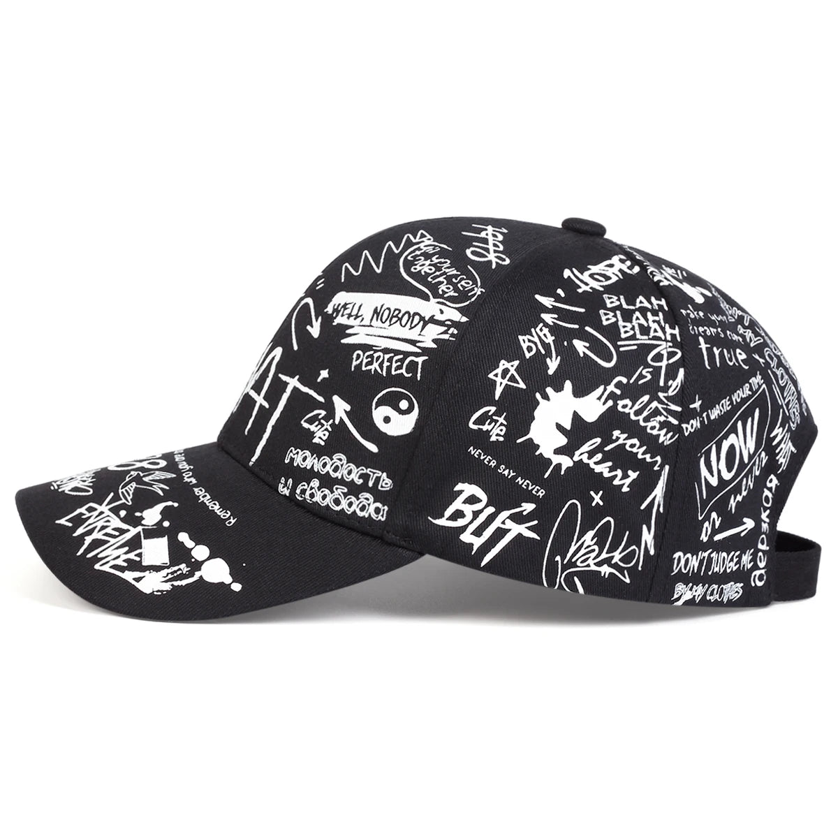 Unisex What Gossip Graffiti Print Baseball Caps Spring Autumn Outdoor Adjustable Casual Hats Sunscreen Hat