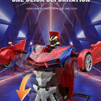 1:18 RC Transforming Car Robot Toy, LED Lights, 2.4GHz Drift Racing Vehicle, One-Button Transform, Rechargeable, 360° Rotation