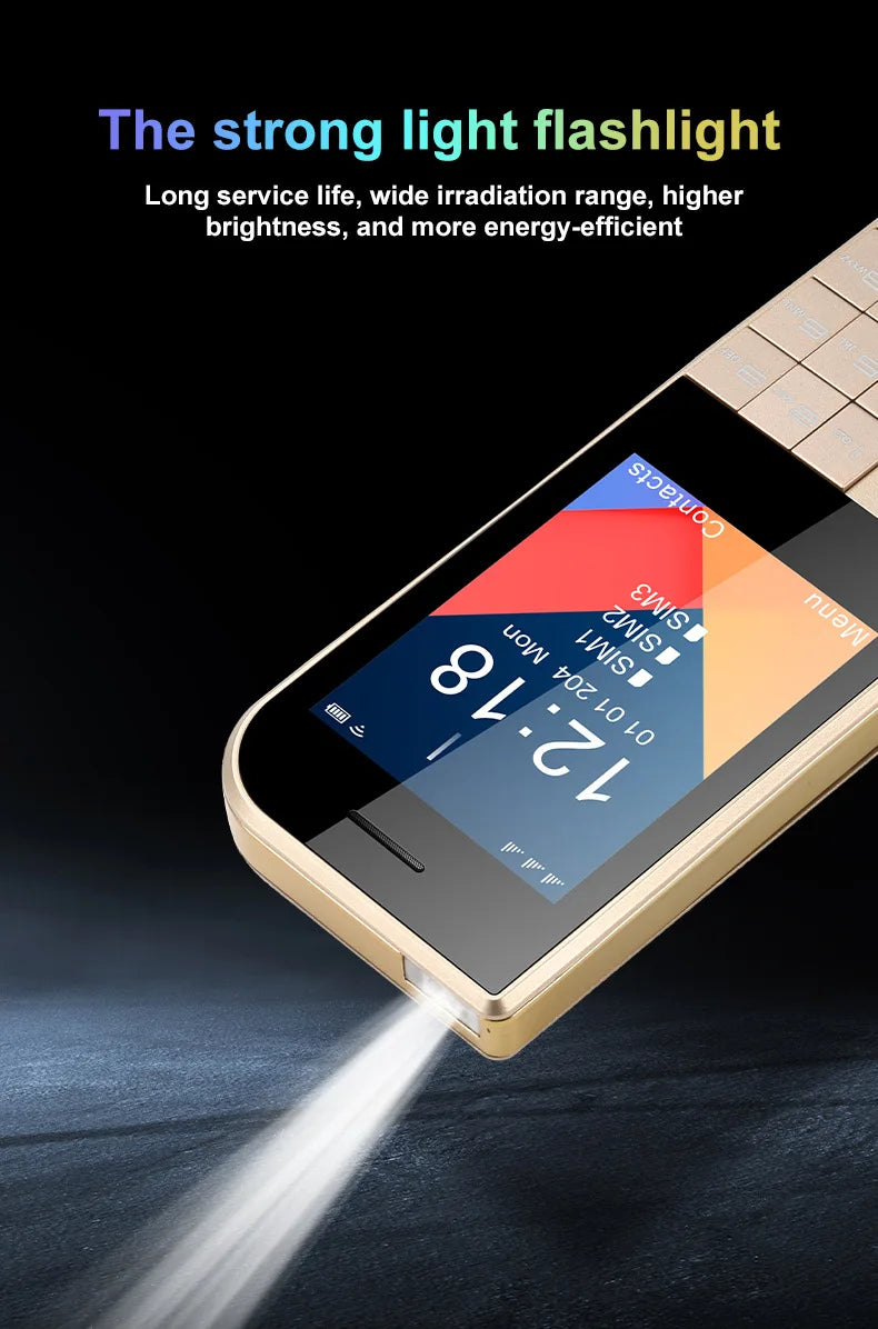 2025 New Push Button Mobile Phone 2.8' Three SIM 3SIM Bluetooth Flashlight MP3 Wireless FM Camera Vibration BigHorn CellPhone