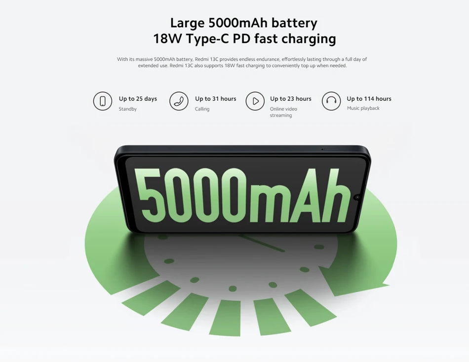 Global Version Xiaomi Redmi 13C MIUI 14 Smartphone MTK Helio G85 Octacore 50MP Camera 5000mAh 90Hz 6.74" Display