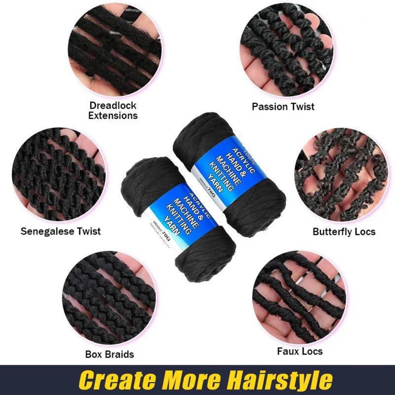 70g/ball Brazilian Wool Hair Yarn for Braiding Synthetic Artificial Senegalese Twisting Wig Hair Attachment Knitting Salon