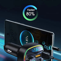 Bluetooth 5.0 FM Transmitter Handsfree Car Radio Modulator MP3 Player With 22.5W USB Super Quick Charge Adapter for Car