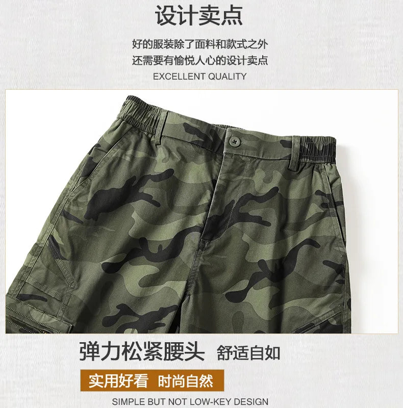 2025 NewMen's Fleece-Lined American Camouflage Casual Multi-Pocket Loose Zipper Jogger Pants Autumn Youth Trendy Workwear