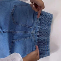 ALLUKASA 2025 autumn winter  Elegant High Waist Button Front Casual Female Jeans Sexy  Fashion Back Shirred Trouser Bottom