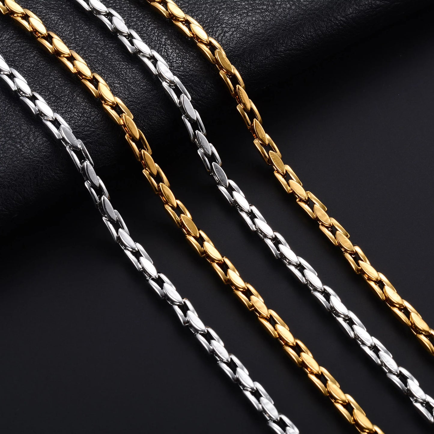 4.2mm Chic Stainless Steel Necklace Chunky Link Neck Chain for Men Women Hiphop Rock Punk Boy Choker Gold Color Metal Jewelry