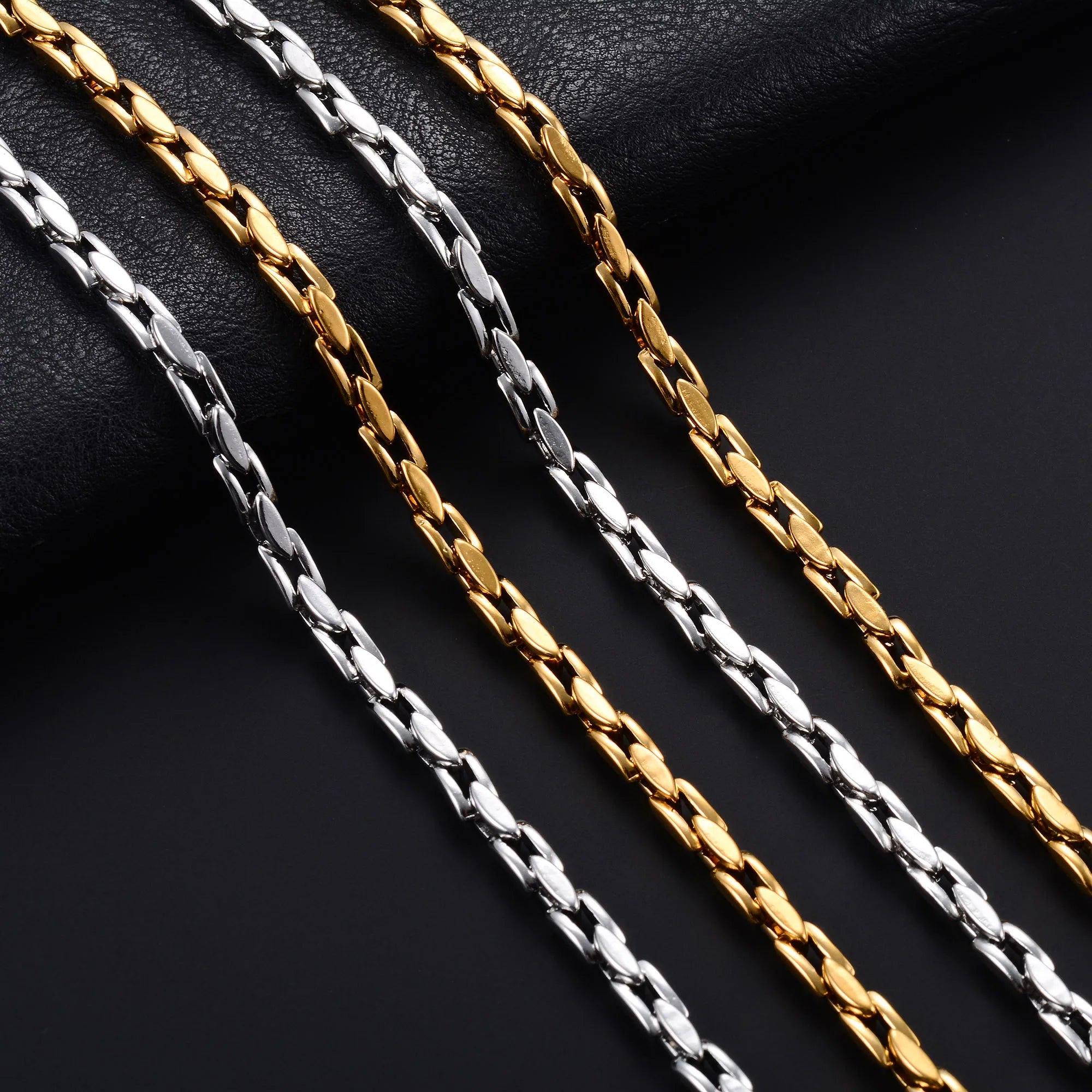 4.2mm Chic Stainless Steel Necklace Chunky Link Neck Chain for Men Women Hiphop Rock Punk Boy Choker Gold Color Metal Jewelry