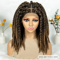 16" Full Lace Twisted Braided Wigs for Black Women Synthetic HD Lace Front Braids Wigs with Baby Hair Natural Lace Braiding Wigs