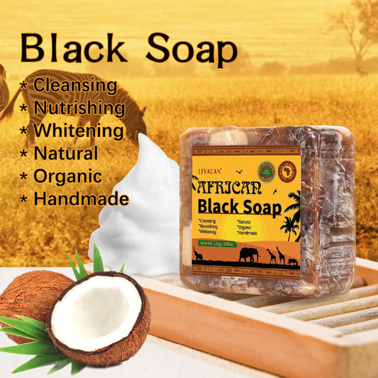 African Black Soap Raw Black Body Cleaning Bath Soap Essential Oil Handmade Soap