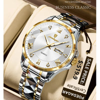 POEDAGAR Luxury Casual Man Watch Waterproof Luminous Date Week Quartz Men's Watches Stainless Steel Fashion Sport Men Wristwatch